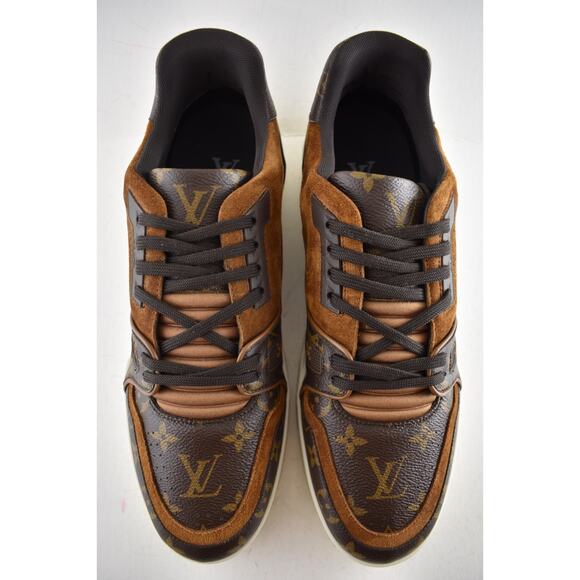 Louis Vuitton Brown Monogram LV Logo Suede Low Top Trainer Sneaker UK 9 US 10 11 - Picture 12 of 16